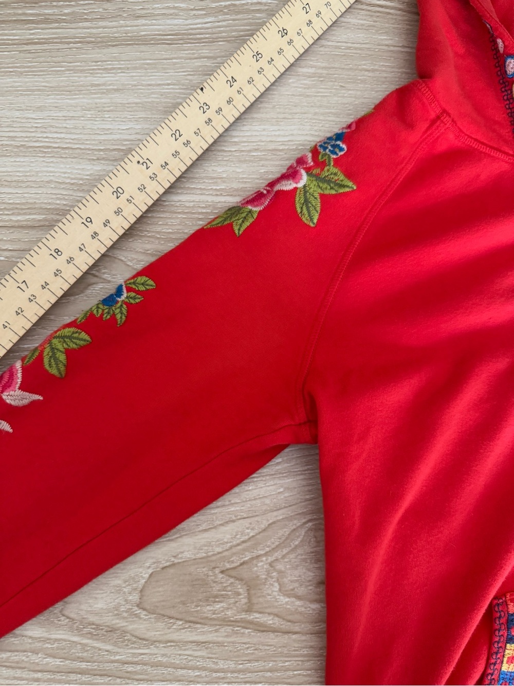 Johnny Was Petite XS Rina Full Zip Hoodie Red Boho Floral Embroidered Colorful - Picture 10 of 10